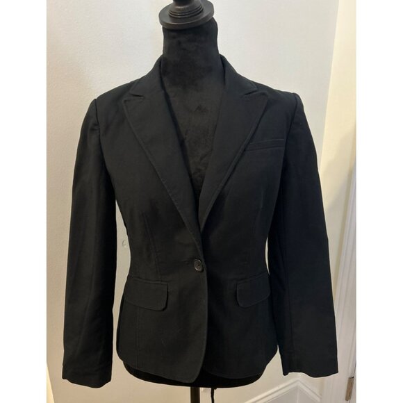 Banana Republic Women's Black One-Button Blazer Cotton Stylish Business & Casual - Picture 4 of 14
